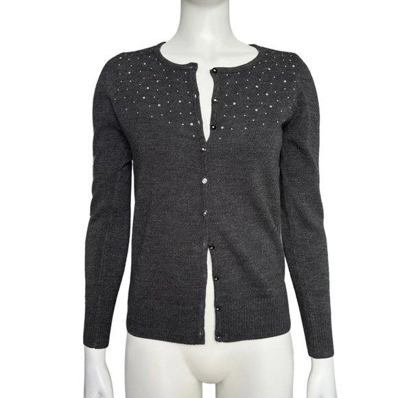 Karen Scott Grey Acrylic Cardigan And Pullover Sweater Set S - Picture 2 of 6